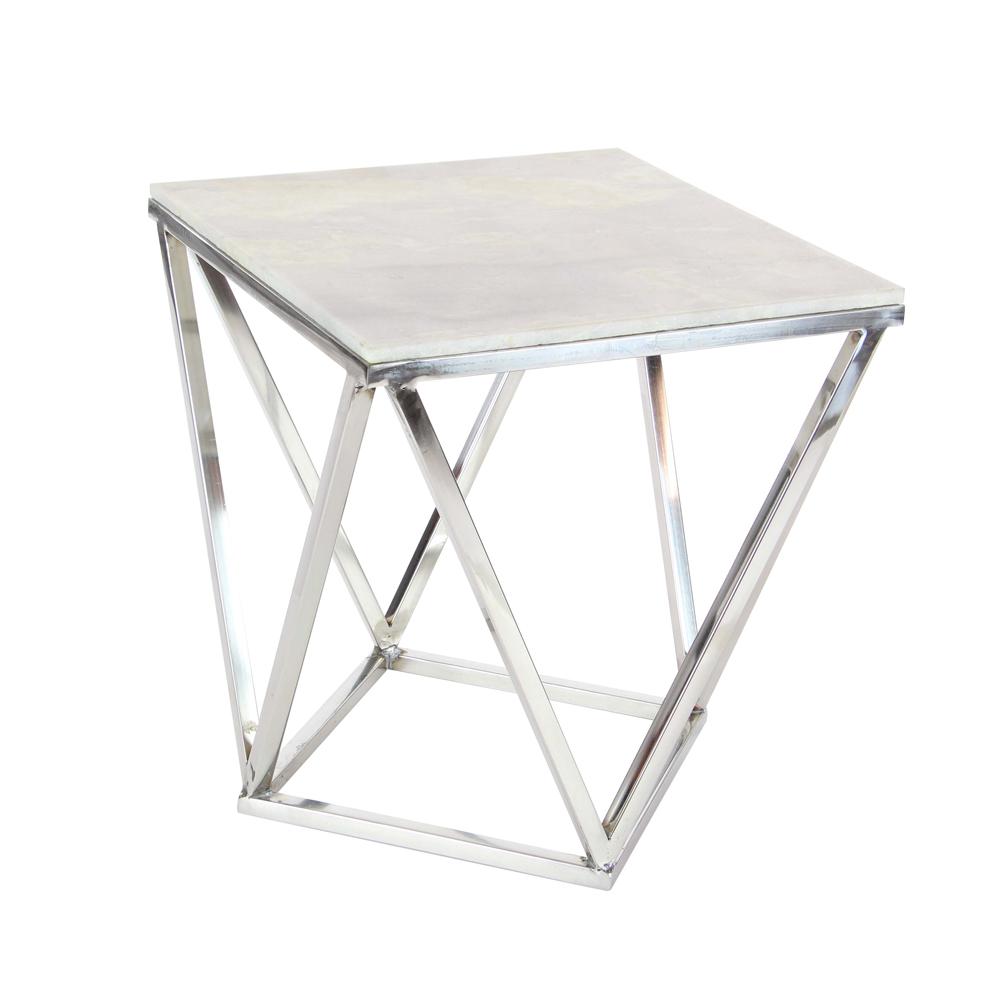Null Modern Stainless Steel And Marble Square Accent Table Null Modern Stainless Steel And Marble Square Accent Table