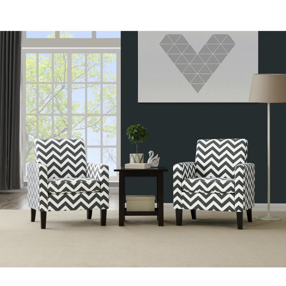 Handy Living Charcoal Gray And Cream Zigzag Joleen Track Arm