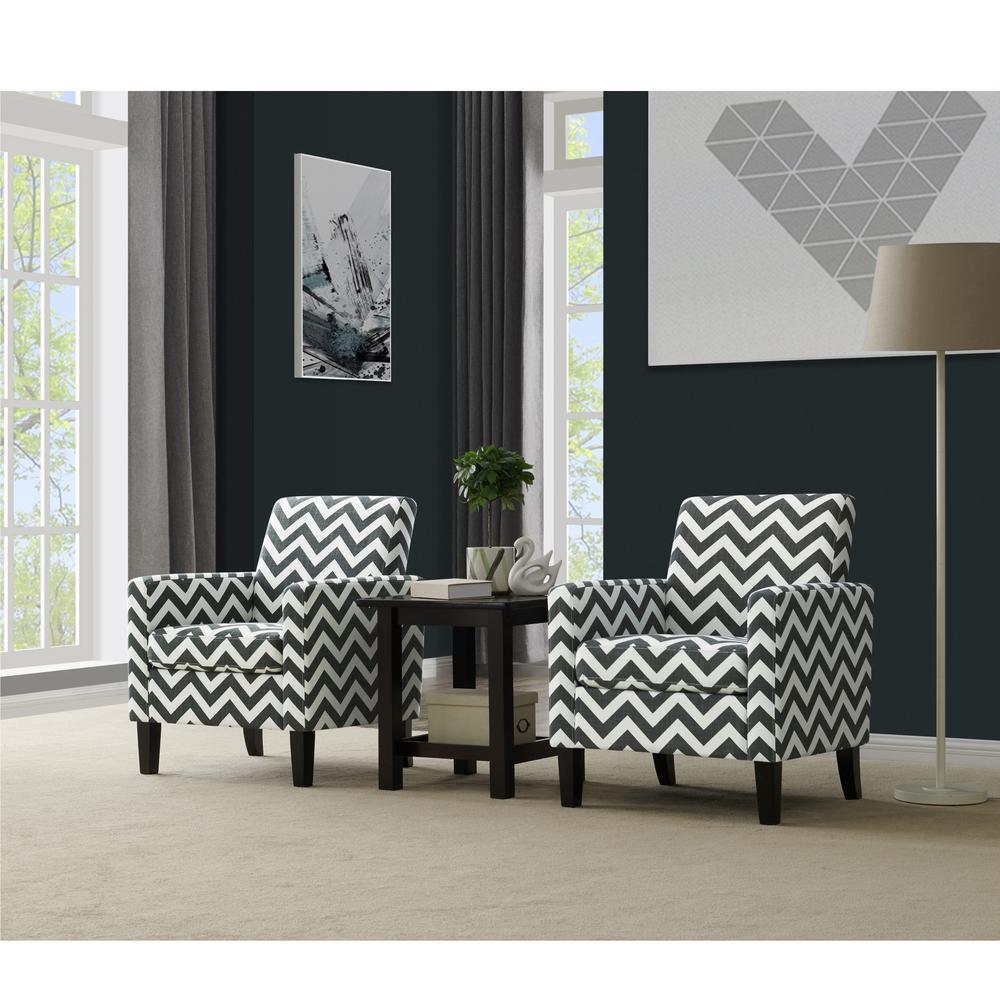 Handy Living Charcoal Gray And Cream Zigzag Joleen Track Arm