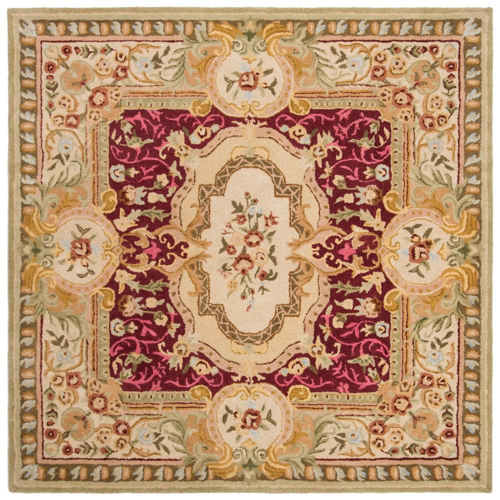 Safavieh Savonnerie Red Ivory 6 Ft X Square Area Rug