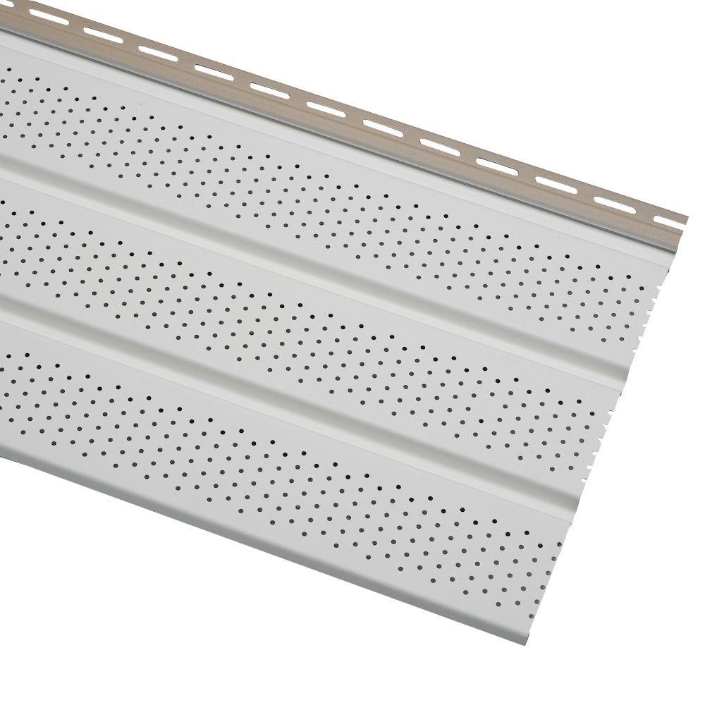 Cellwood Economy Triple 4 in. White Vented Vinyl Soffit ...