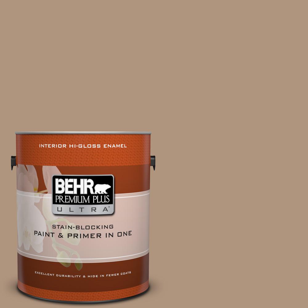 BEHR Premium Plus Ultra 1 Gal HDC WR14 3 Roasted Hazelnut Hi Gloss Enamel Interior Paint