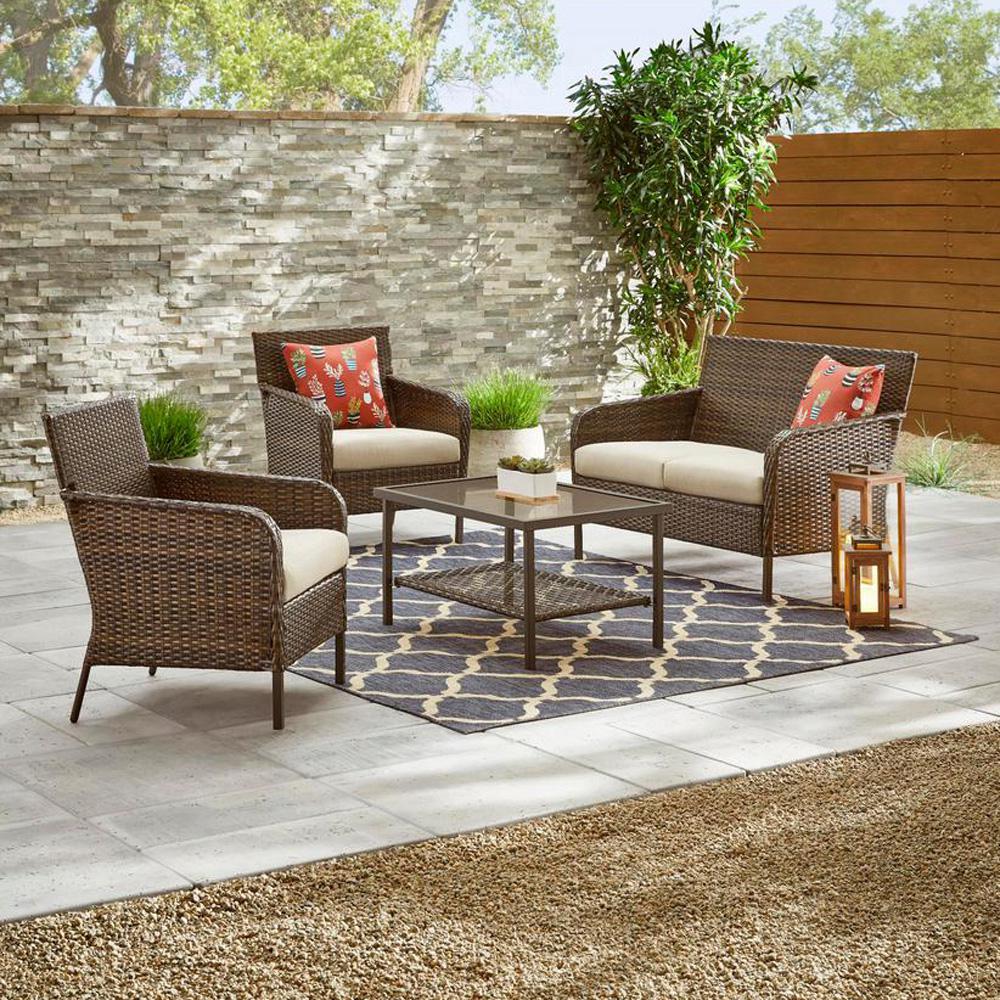 Beige Tan Patio Conversation Sets Outdoor Lounge Furniture Beige Tan Patio Conversation Sets