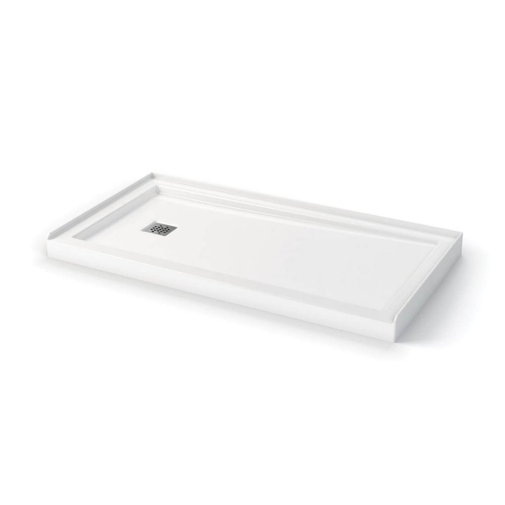 Maax Zone Square 32 In X 60 Double Threshold Shower Base Left Hand Drain White