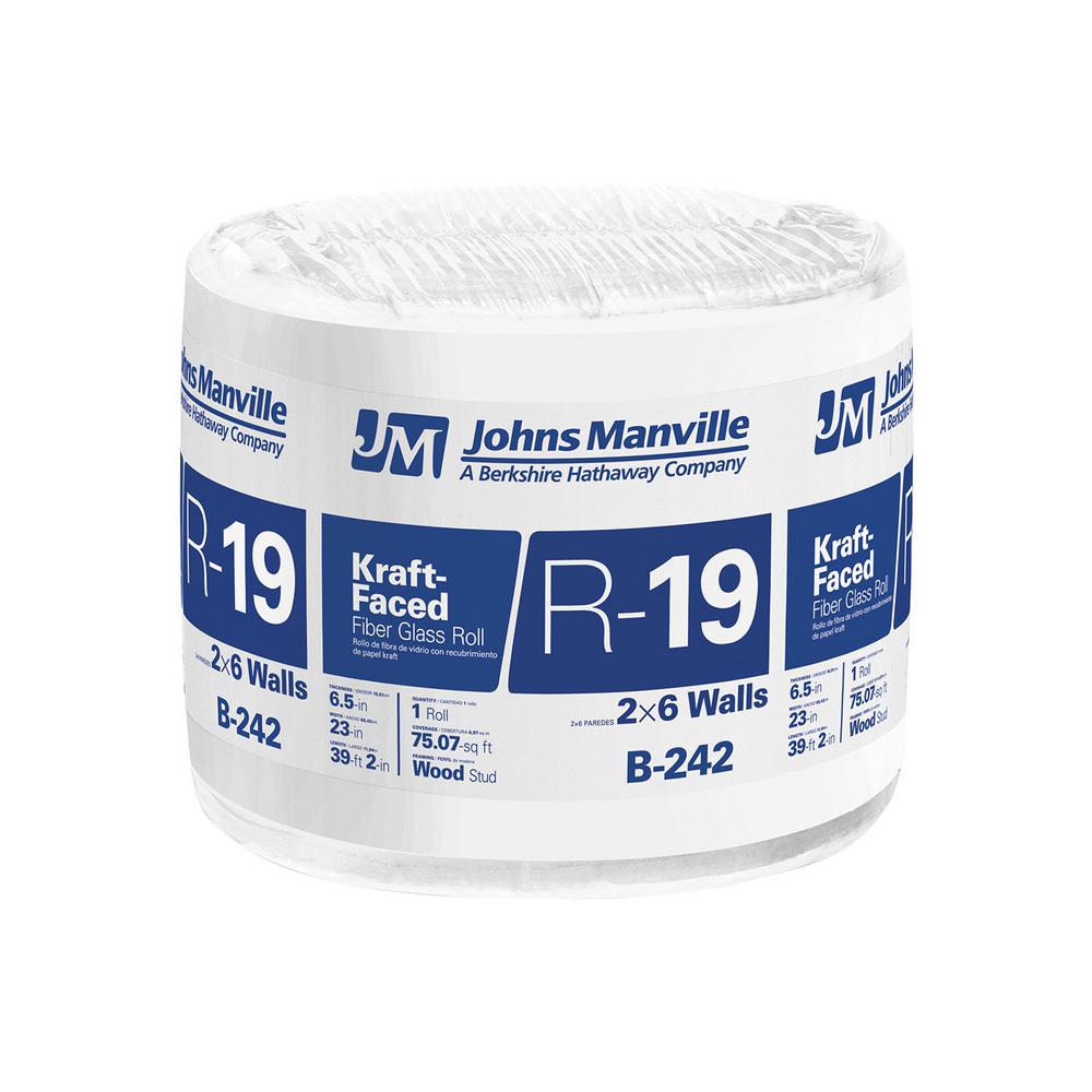 R19 Kraft Faced Fiberglass Insulation Roll 23 in. x 39.2 ft.B242