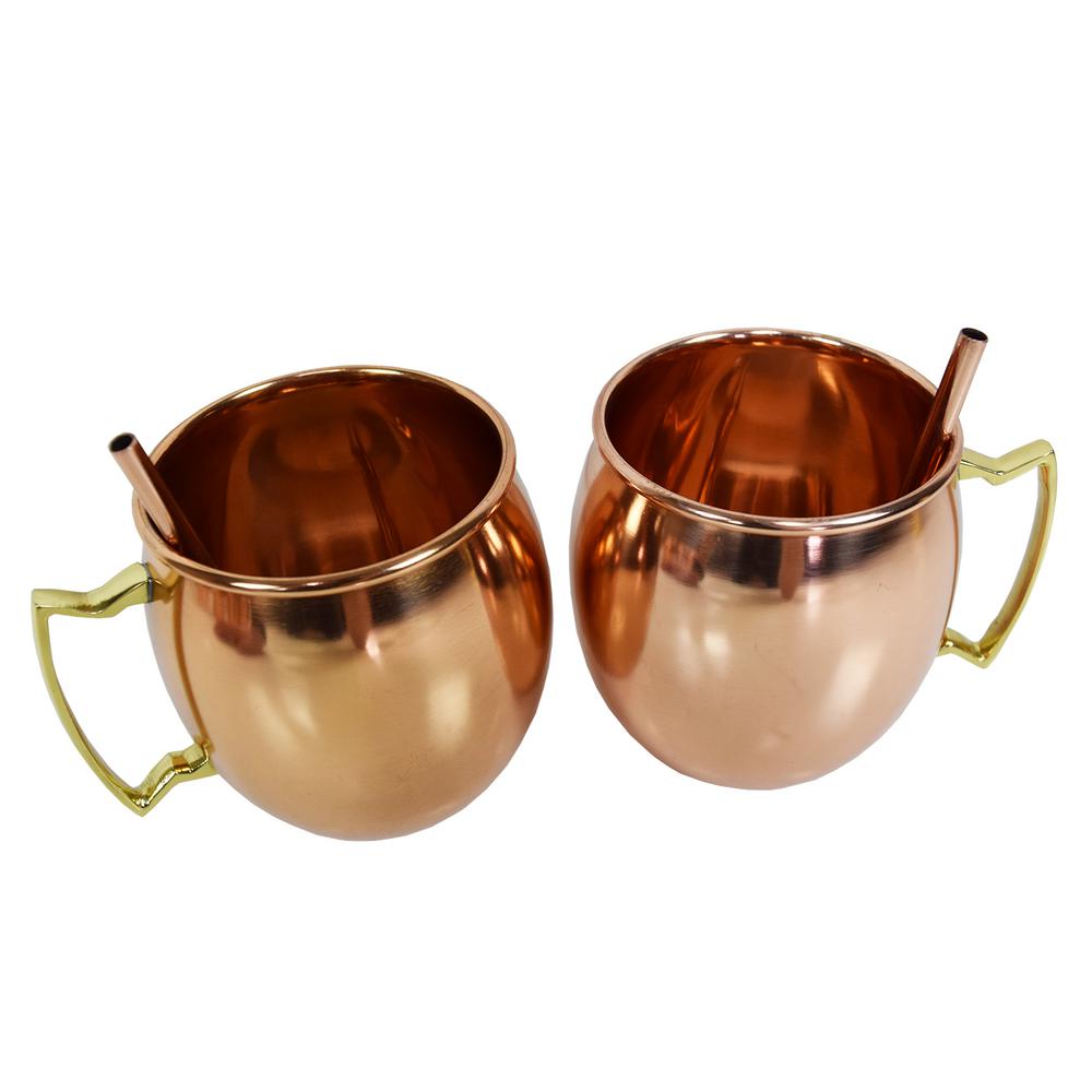 Oakland Living Solid Round Pair Of 100 Copper Moscow Mule Mug