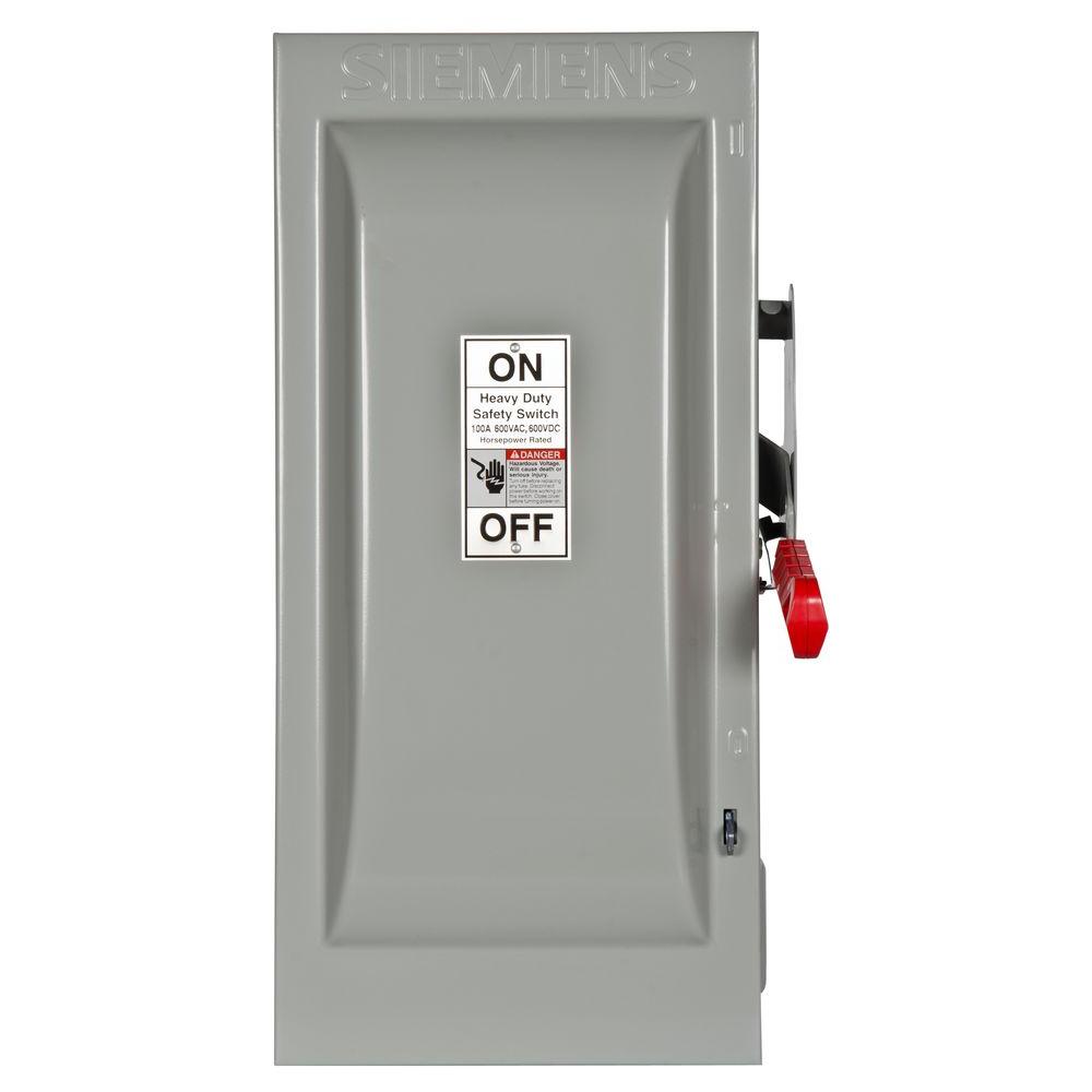 Siemens Heavy Duty 100 Amp 600Volt 3Pole Indoor Fusible Safety Switch