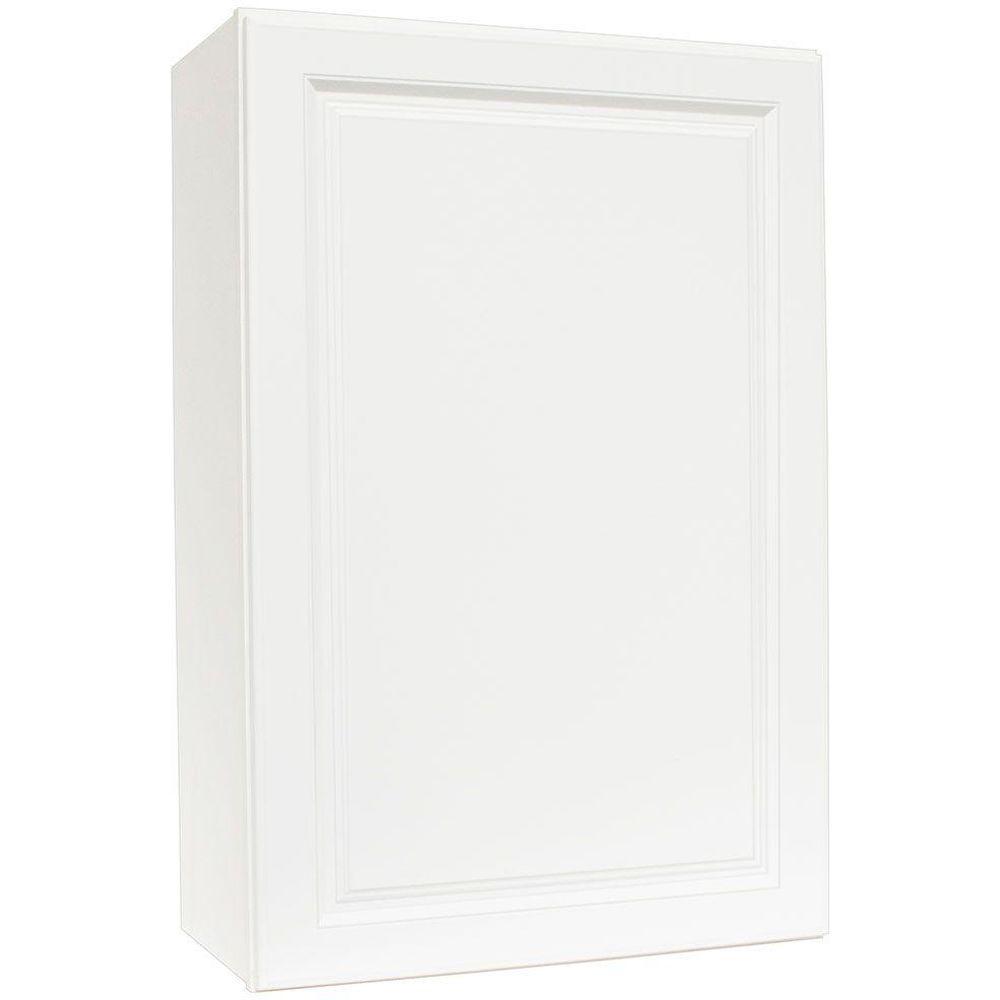 Quick Ship & Assembled Cabinets: Hampton Bay Drawer Hardware 24x36x12 in. Hampton Wall Cabinet in Satin White KW2436-SW