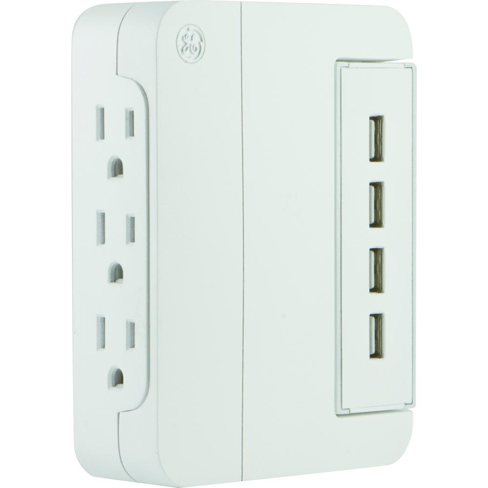 GE 3Outlet 4 USB Swivel Charging Station, White37061 The Home Depot