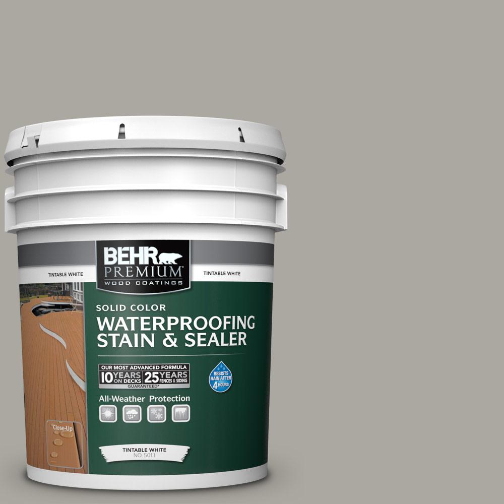 BEHR Premium 5 gal. N3603 Still Gray Solid Waterproofing Exterior Wood Stain and Sealer501105