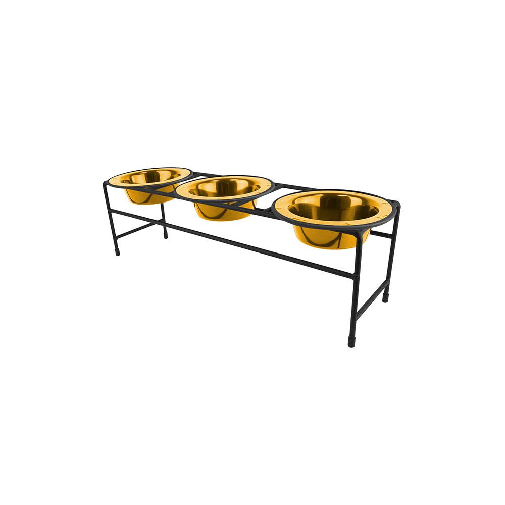 Platinum Pets Modern Triple Diner Feeder With Platinum Pets Modern Triple Diner Feeder With Stainless Steel Cat Dog Bowls