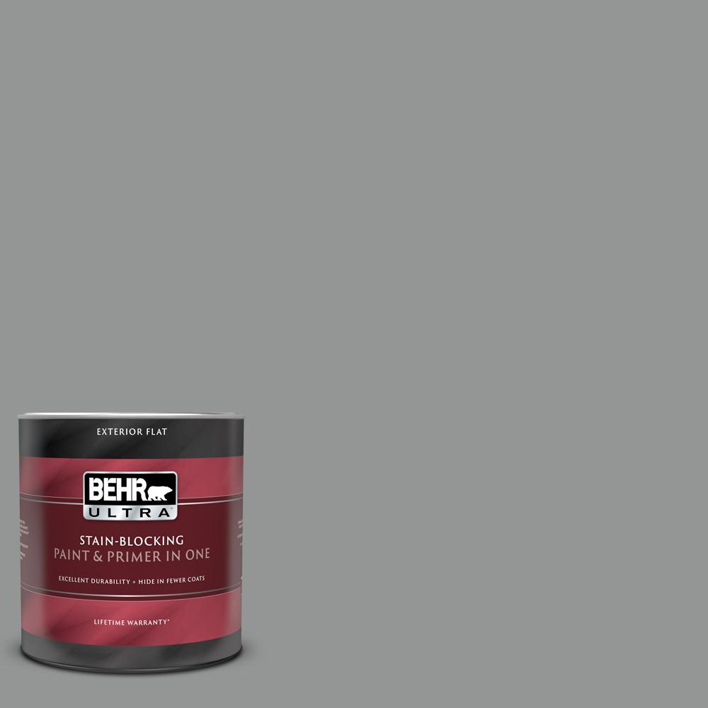 BEHR ULTRA 1 qt. PPU2419 Shark Fin Flat Exterior Paint and Primer in