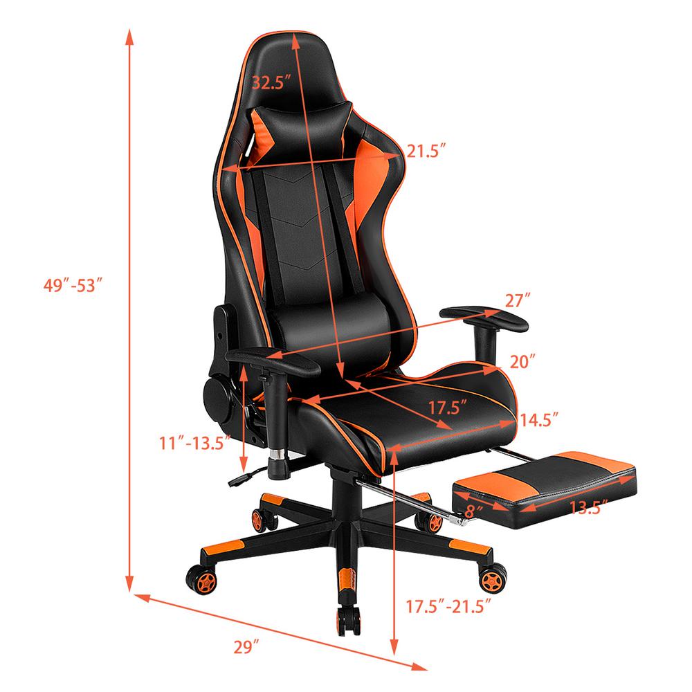 Costway Gaming Chair High Back Racing Recliner Office Chair W