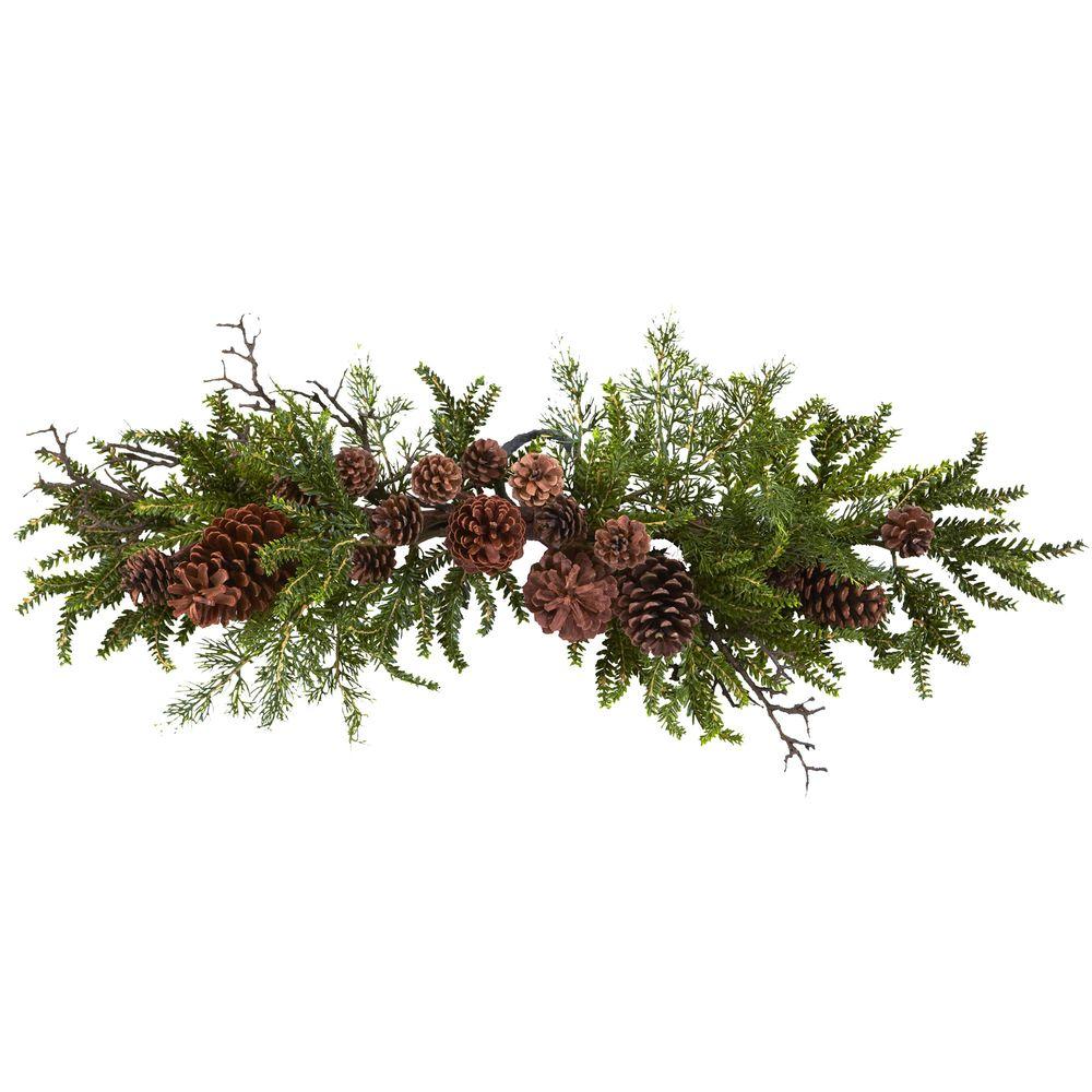 Nearly Natural 30 in. Pine and Pine Cone Swag4943 The Home Depot