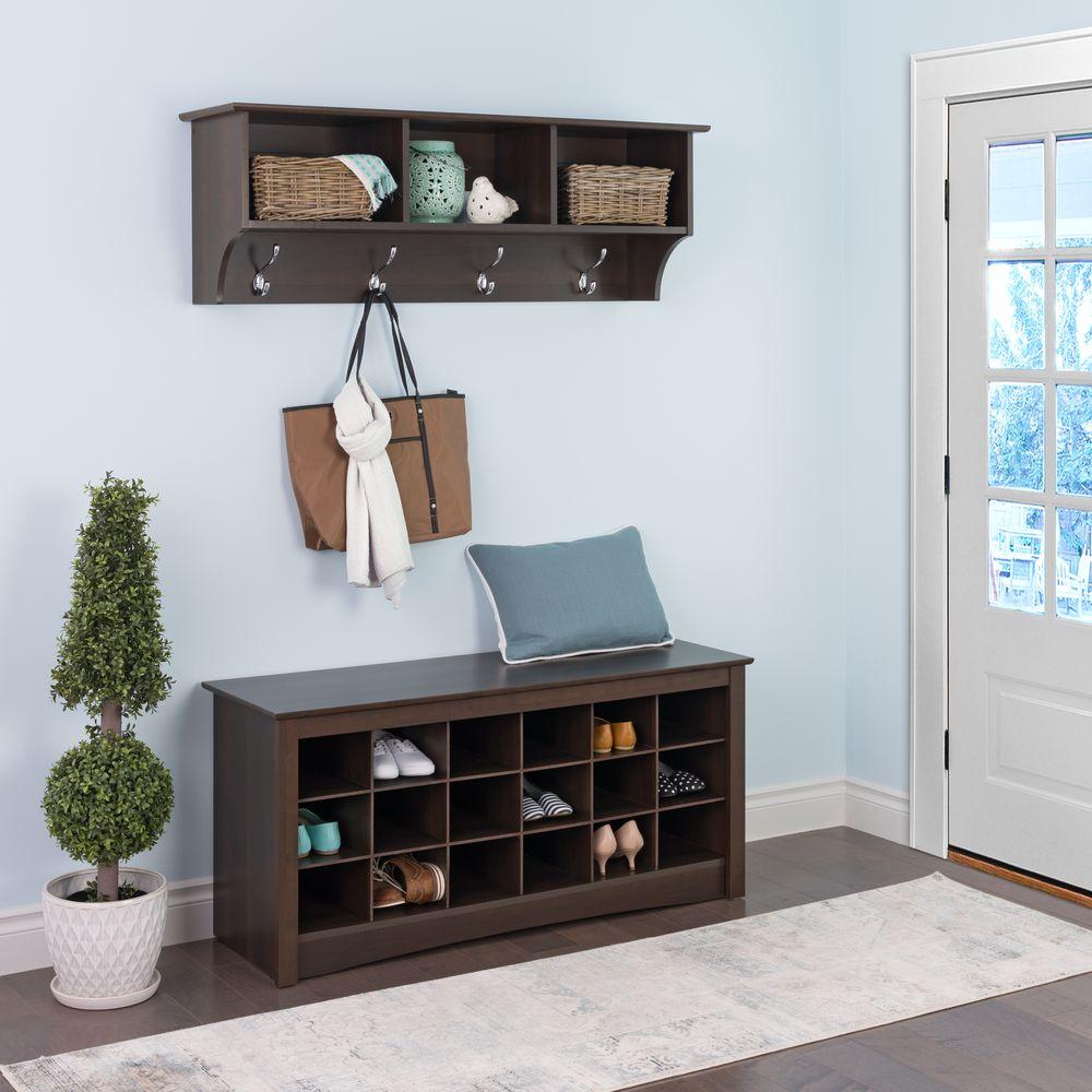 Prepac Fremont Wall Mounted Coat Rack In Espresso Eec 4816 The