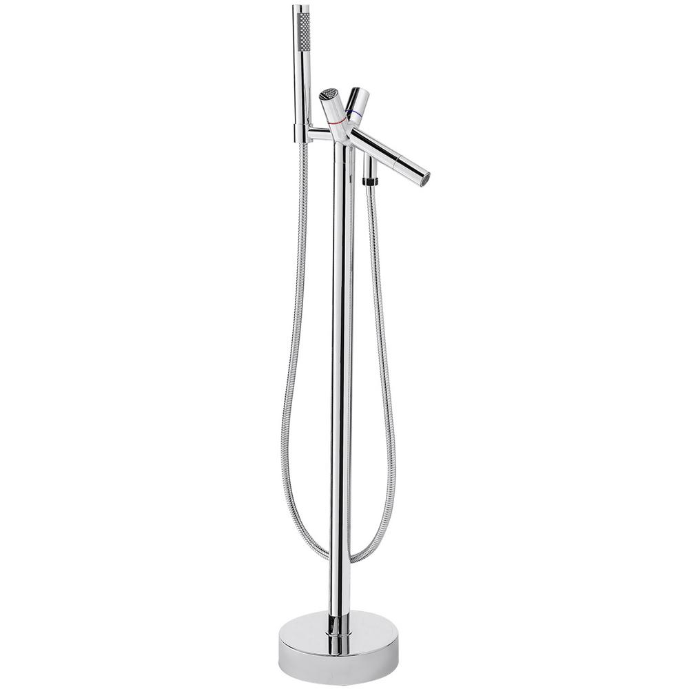 Akdy 2 Handle Freestanding Floor Mount Roman Tub Faucet Bathtub Filler With Hand Shower In Chrome