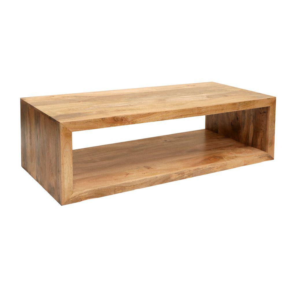 The Urban Port 58 in. L Natural Brown Cube Shape Mango Wood Coffee