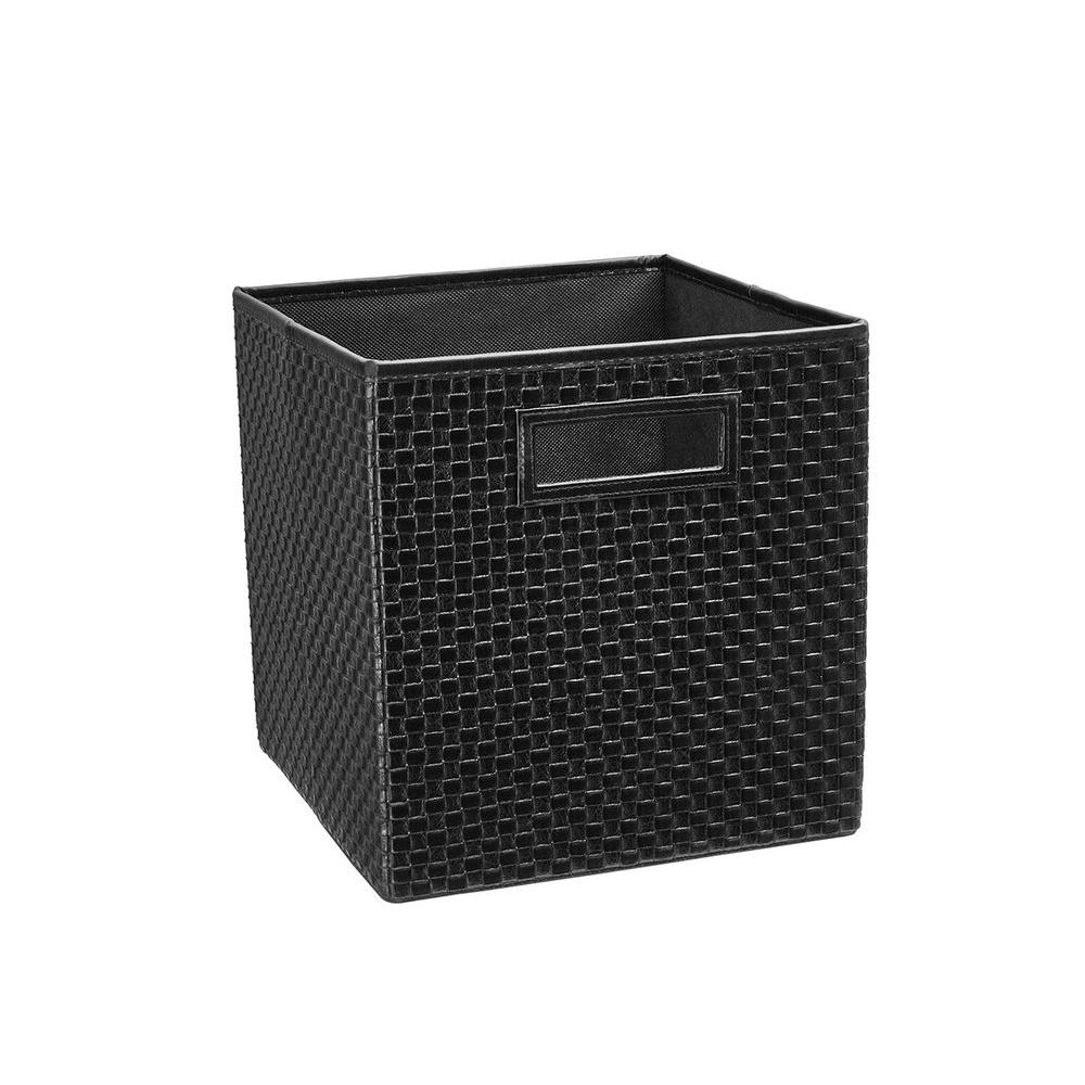 black fabric storage boxes