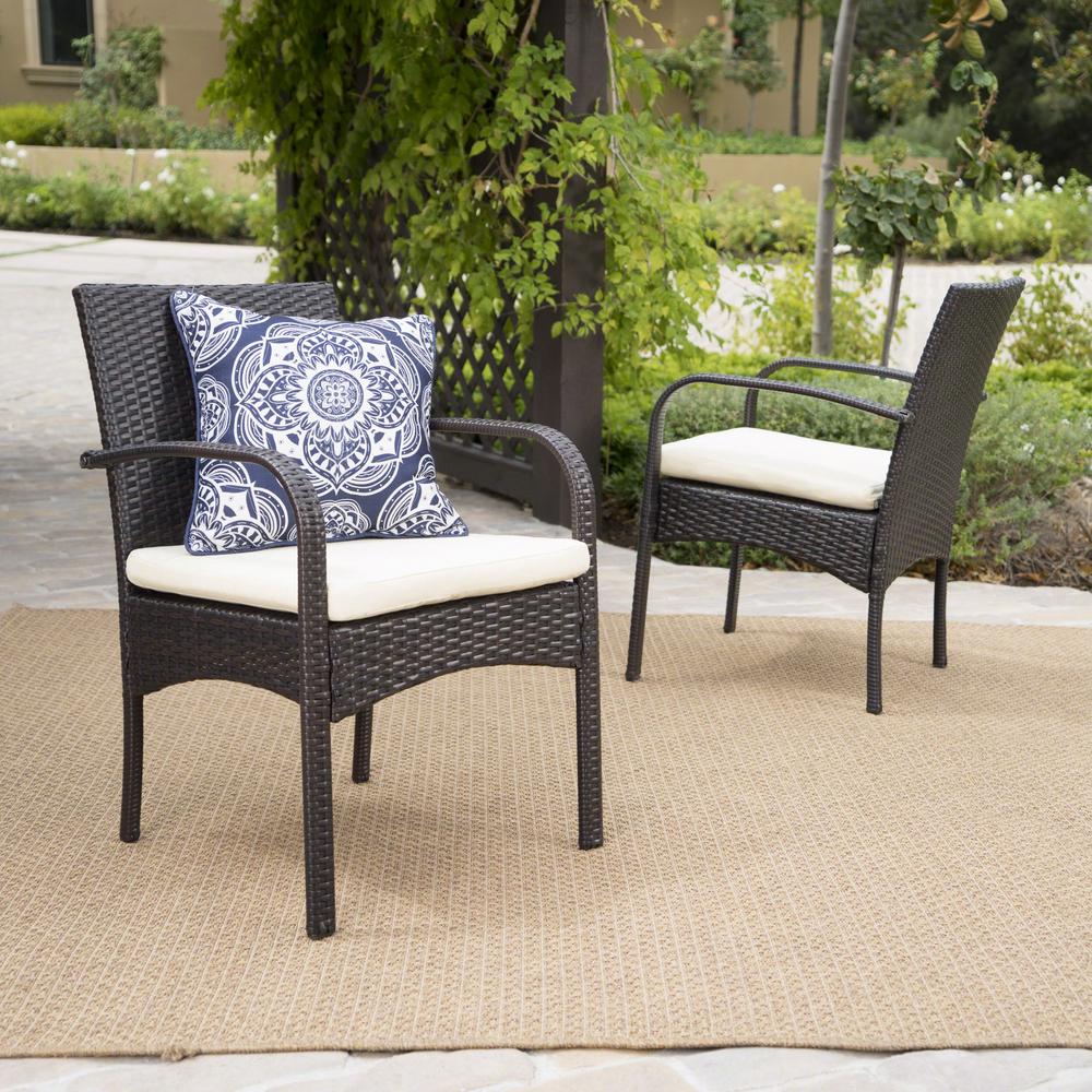 Noble House Cordoba Multi-Brown Removable Cushions Wicker ...