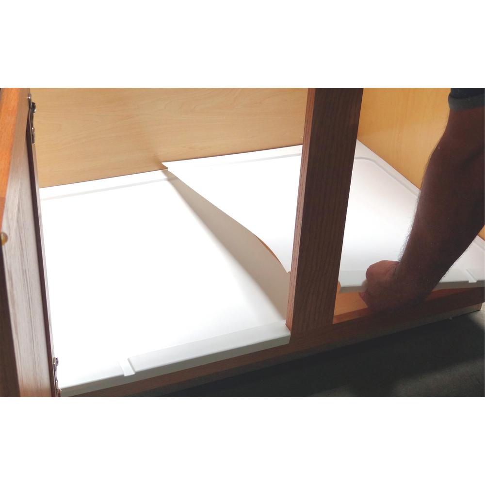 Rev A Shelf 0 72 In H X 34 5 W 23 25 D Medium Almond Sink Trimmable Under Sink Liner Tray For Base Cabinets From 39