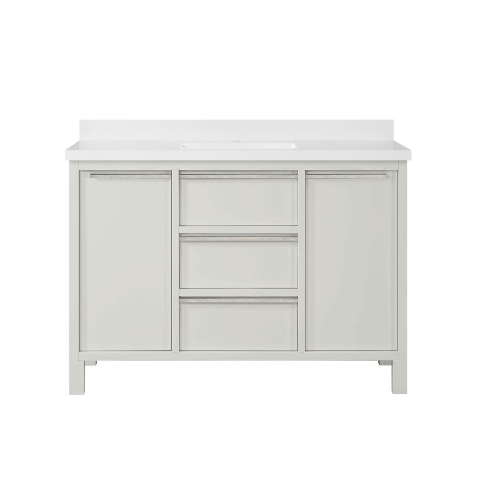 Martha Stewart Living Hudson 48 In Bath Vanity In White Picket Fence With Cultured Marble Vanity Top In White With White Basin 15vva Huds48 07 The Home Depot
