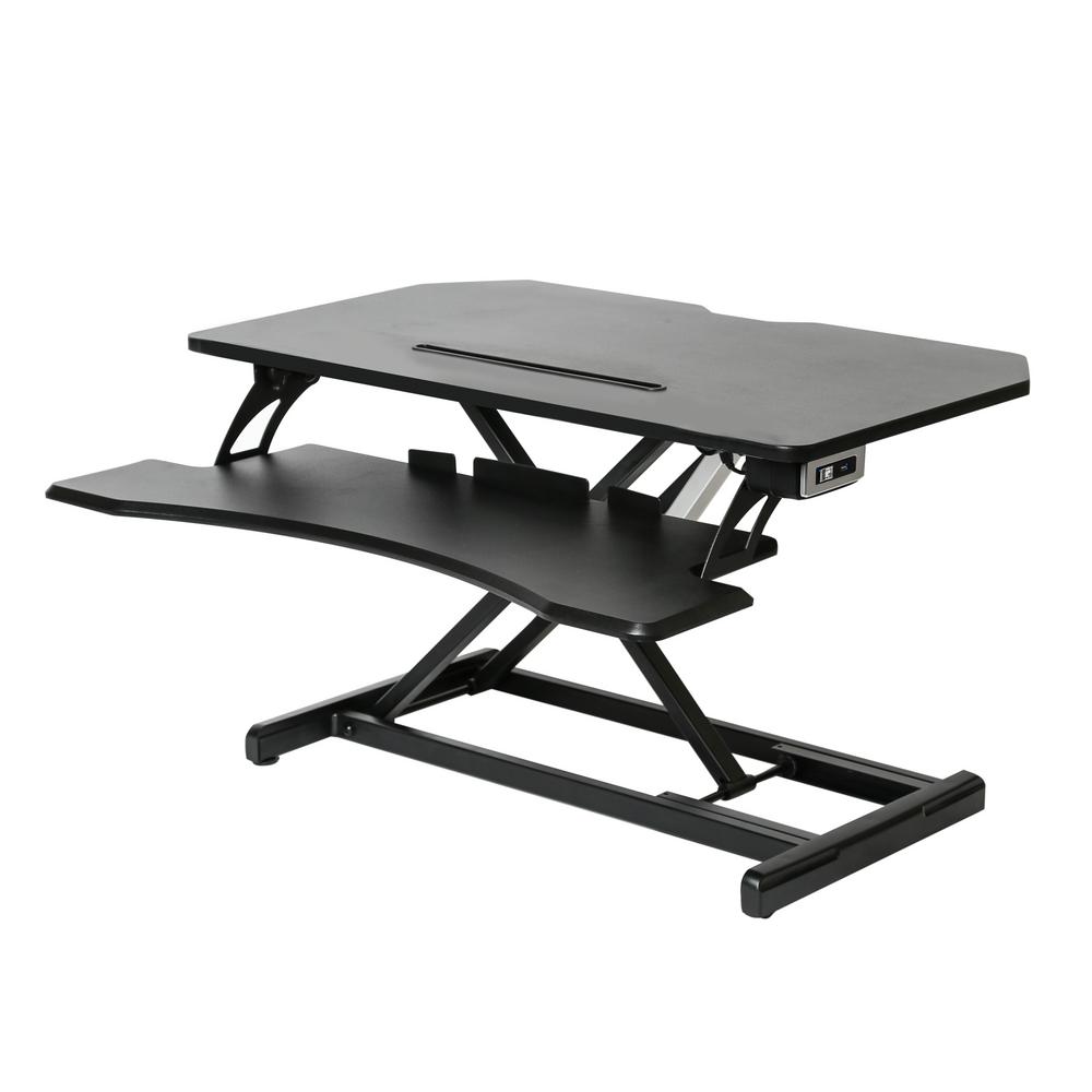 Seville Classics Airlift Black 33 in. Compact Ergonomic Electric Desk ...