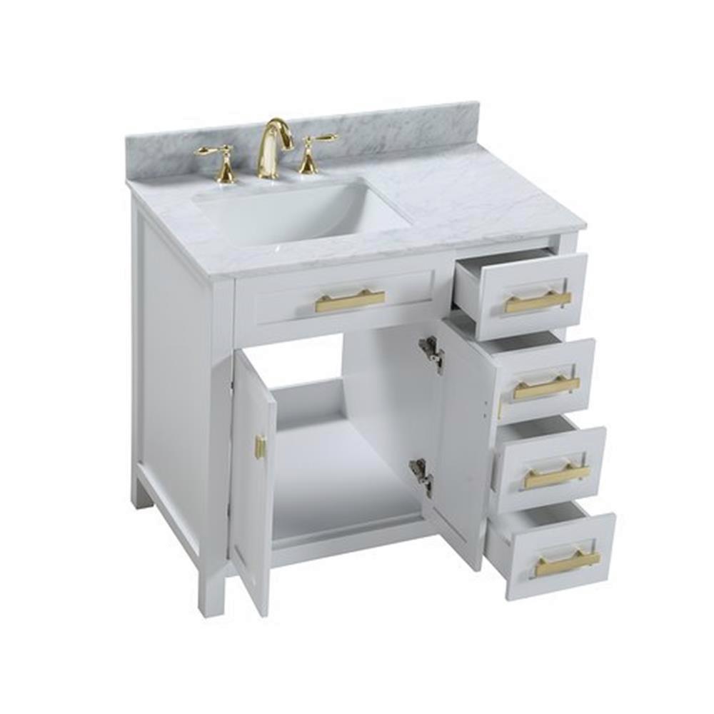 Belvedere Bath Capri 36 In Freestanding Bathroom Vanity In White With Vanity Top In Natural White Carrara With White Basin He A036sl The Home Depot