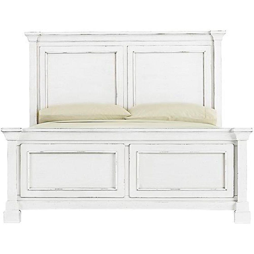 Bridgeport Antique White Queen Bed Frame 1872500460 The Home Depot Bridgeport Antique White Queen Bed