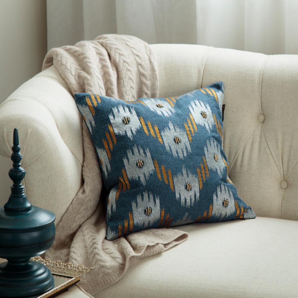 Bombay Ikat Chevron 18 in. Square Toss Pillow EF18P03A8 The Home Depot