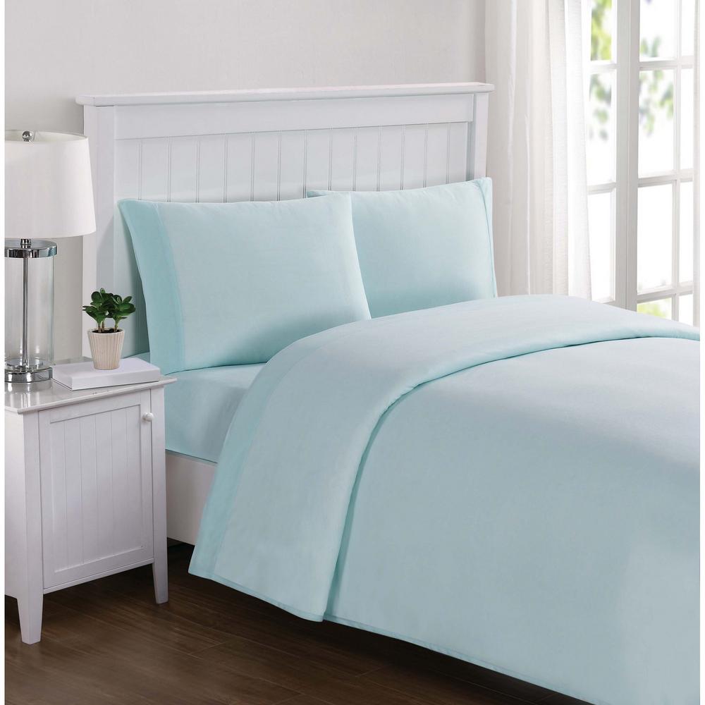 Truly Soft Everyday Solid Jersey Aqua Twin Sheet SetSS2400AQTW4700 The Home Depot