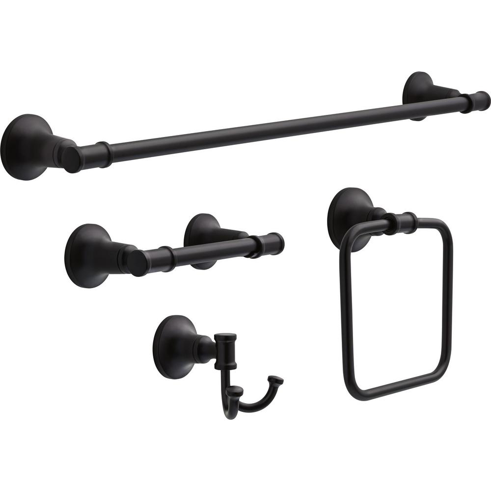 Delta Chamberlain 4Piece Bath Accessory Set in Matte BlackCML64MBK4