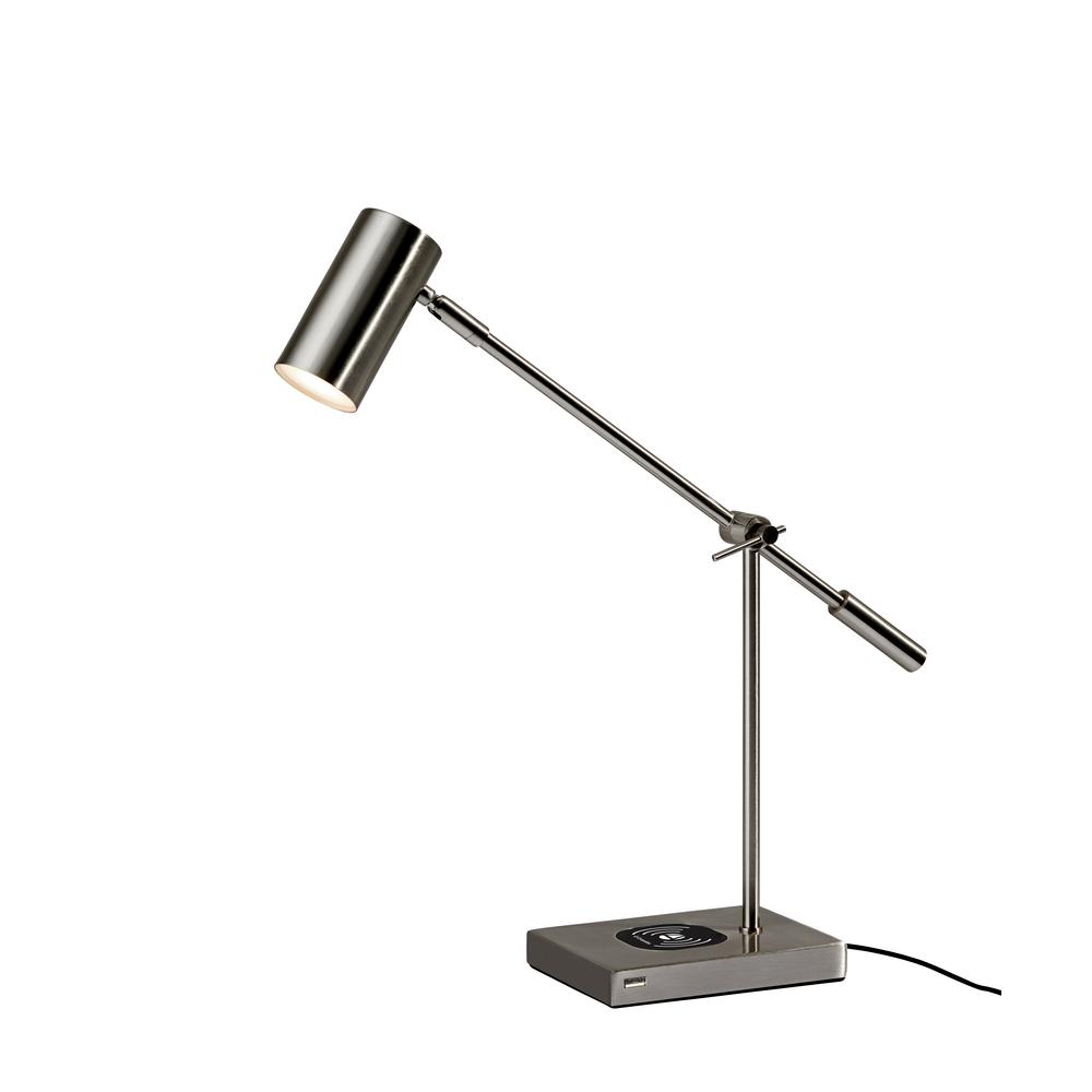 Chrome Desk Lamps The Home Depot Steel Collette Qi Wireless Charging Led Desk Lamp