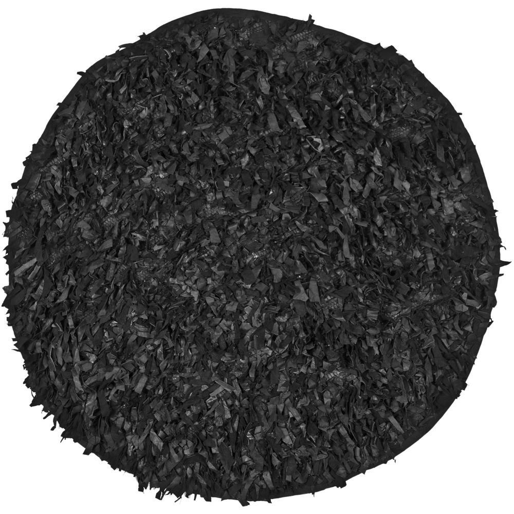 Safavieh Leather Black 6 Ft X Round Area Rug Lsg511a Leather Black 6 Ft X Round