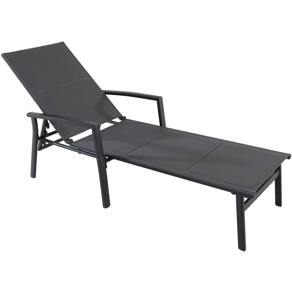 Hanover Halsted Aluminum Outdoor Chaise Lounge with Padded ...