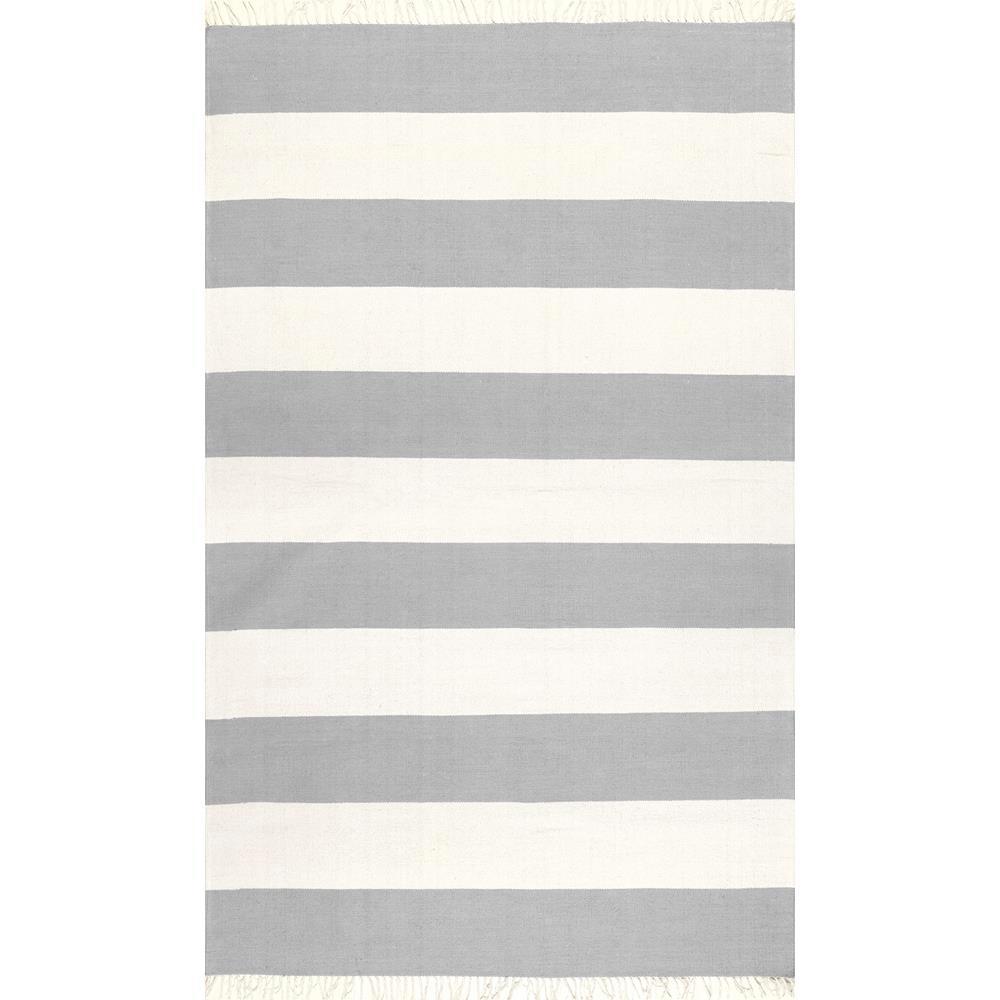 Nuloom Ashlee Striped Flatweave Gray 5 Ft X 8 Area Rug