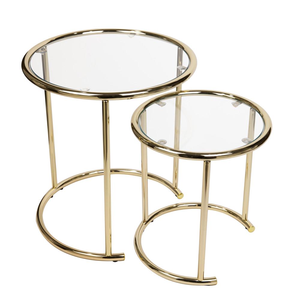 DANYA B Gold Nested Round End Tables with Clear Glass (Set ...