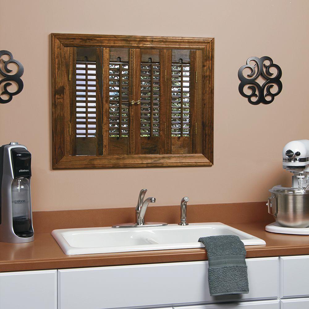 HOME basics Traditional Real Wood Walnut Interior Shutter ...