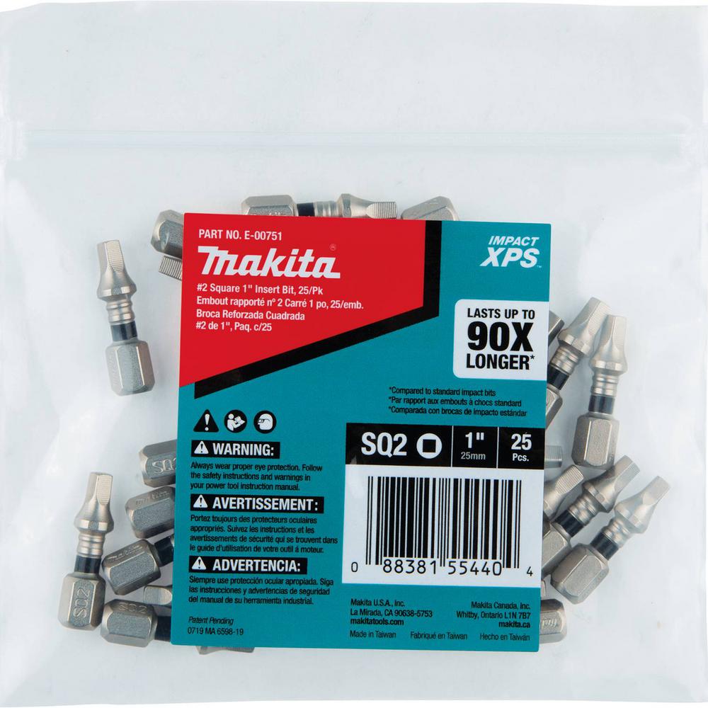 Makita Impact XPS 2 Square 1 in. Insert Bit Bulk (25Pack)E00751 The Home Depot