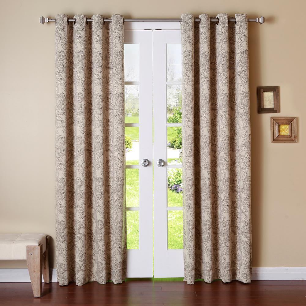 Best Home Fashion 84 In L Polyester Paisley Brown Stitch Blackout