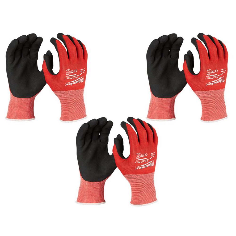 Milwaukee Medium Red Nitrile Dipped Work Gloves (3Pack)48228901X3 The Home Depot