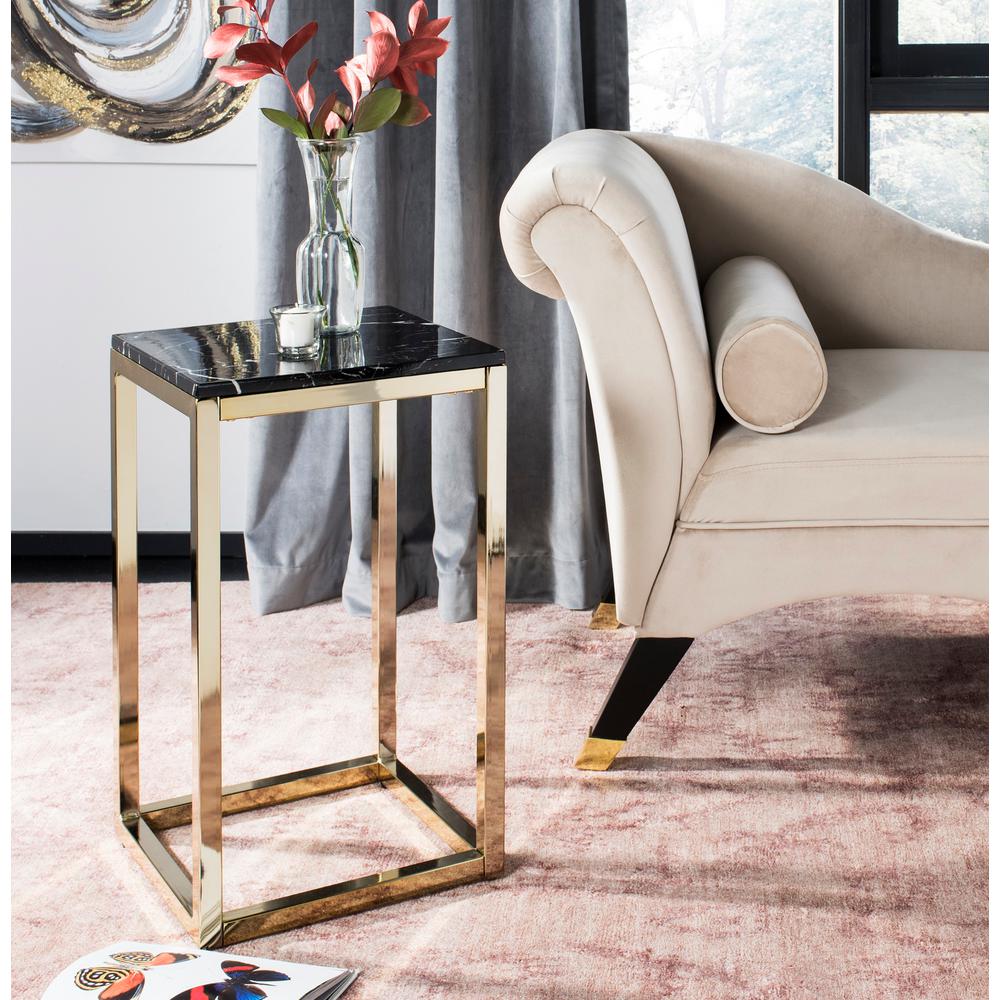 Safavieh Leah Black Marble And Brass Side Table Acc6202a The Home Depot