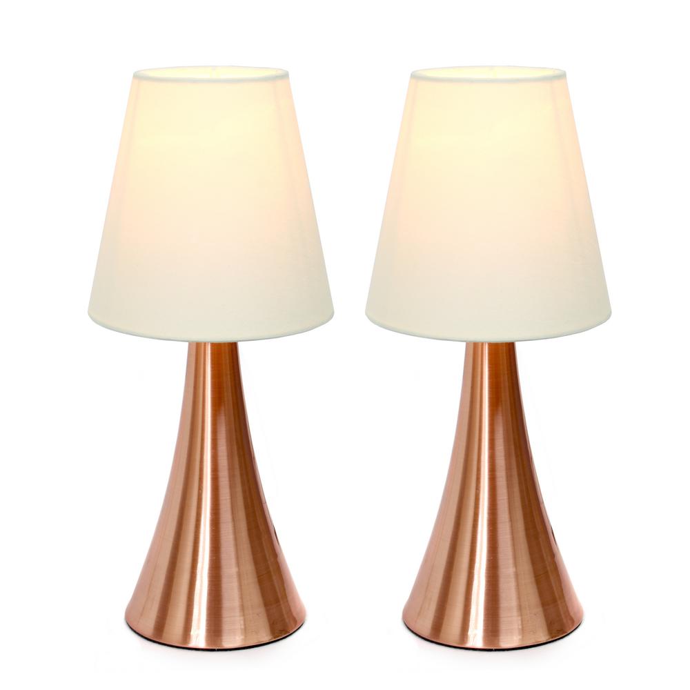 Simple Designs 11 42 In Mini Touch Table Lamp Set With Fabric Shades 2 Pack Lt2018 Crm 2pk The Home Depot Mini Touch Table Lamp Set, Home Depot Table Lamps For Bedroom