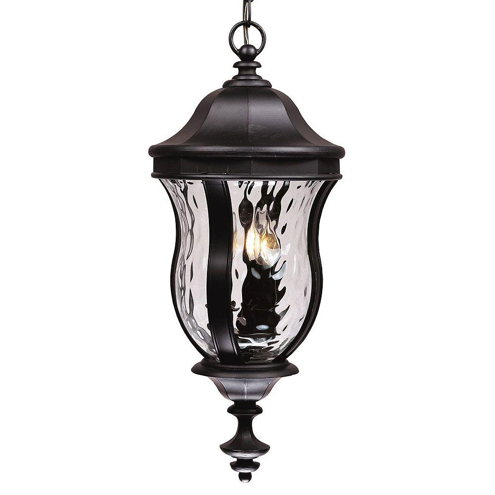 Illumine 3-Light Outdoor Hanging Black Lantern with Clear ...