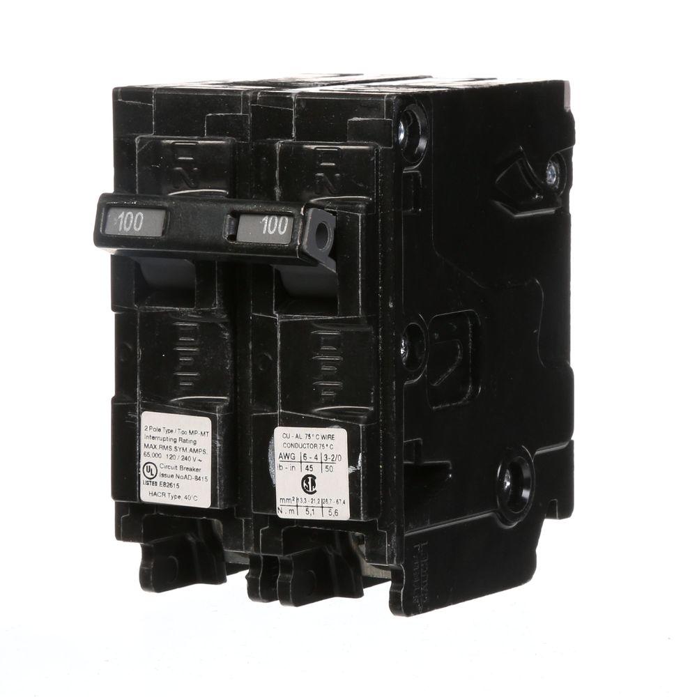 Murray 100 Amp Double Pole Type Mp Mt 65k Circuit Breaker Mp2100km The Home Depot