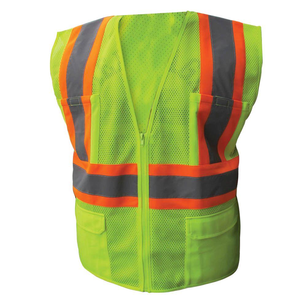 Enguard Size ExtraLarge Lime ANSI Class 2 Poly Mesh Safety Vest Zipper