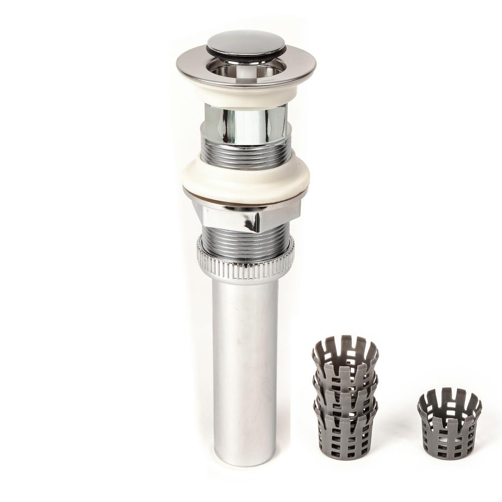 Pf Waterworks 1 4 In Decodrain Push Closing Flushed Cap Pop Up Drain With Hair Catcher Plated Abs No Overflow Chrome