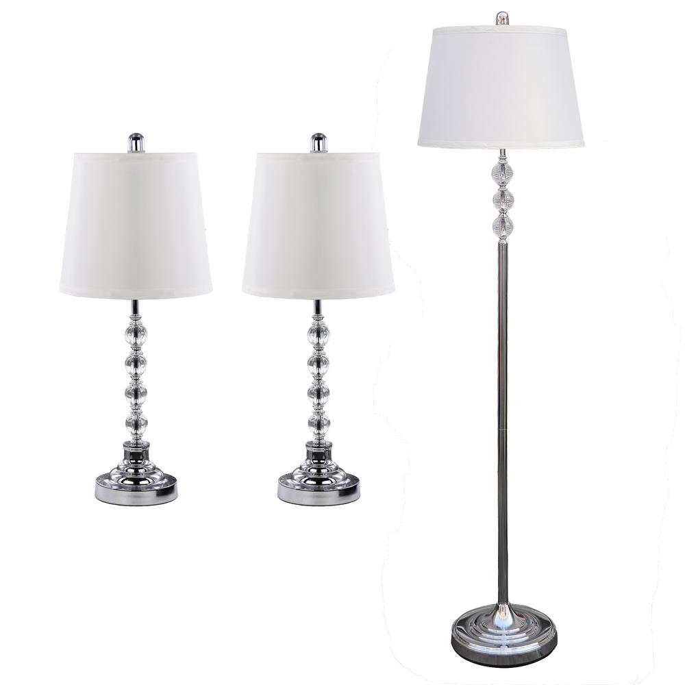 Maypex 63 In Chrome Indoor Acrylic Ball Lamp With White Fabric Shade Set Of 3 300171 The Home Depot Chrome Indoor Acrylic Ball Lamp, Acrylic Ball Lamp Shade