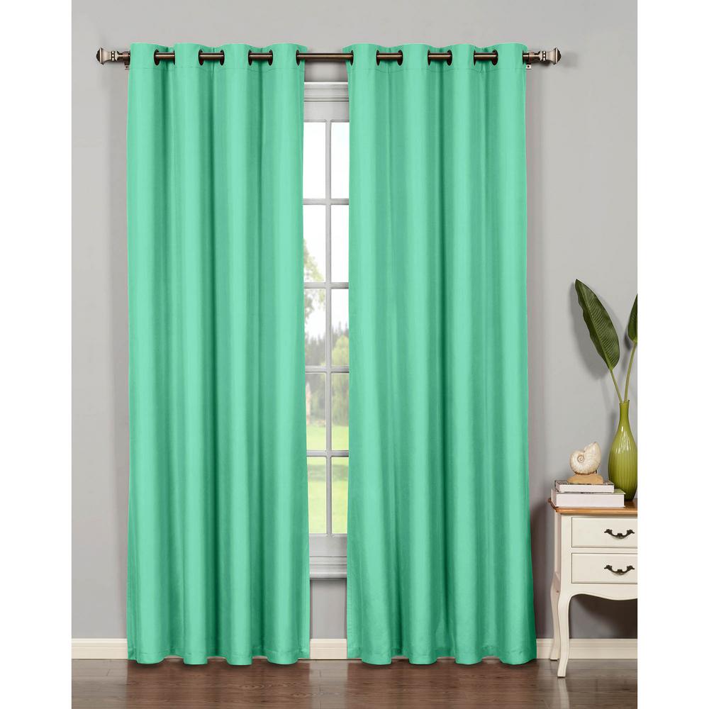 Grommet Solid Gradient Turquoise Curtains Drapes Window