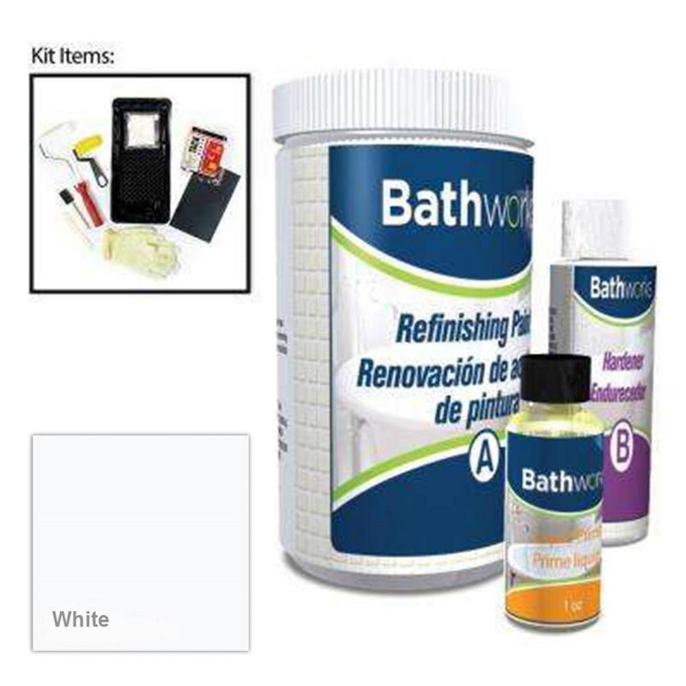Bathworks 20 Oz Diy Bathtub And Tile Refinishing Kit White Bwk 01 Diy Bathtub And Tile Refinishing Kit White Bwk 01 The Home Depot