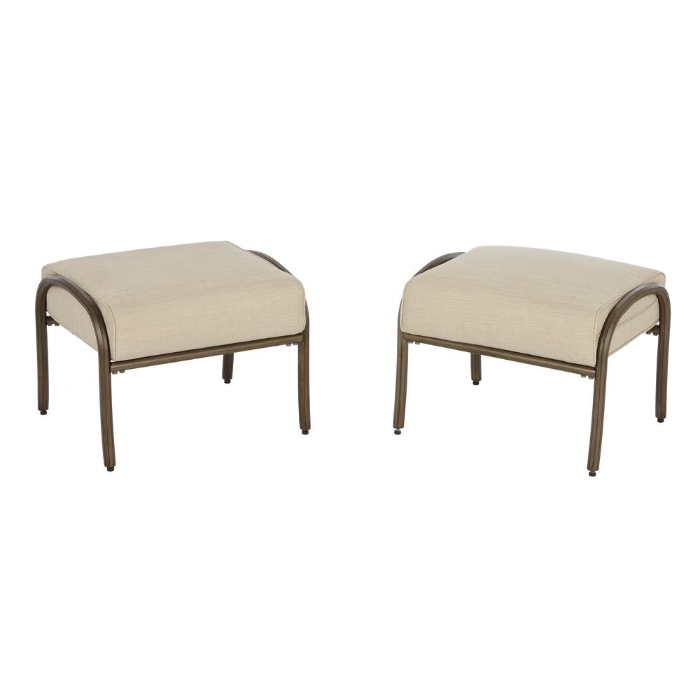 Outdoor Ottomans Lounge Furniture The Home Depot Cavo Metal Outdoor Ottoman With Oatmeal Cushion 2 Pack